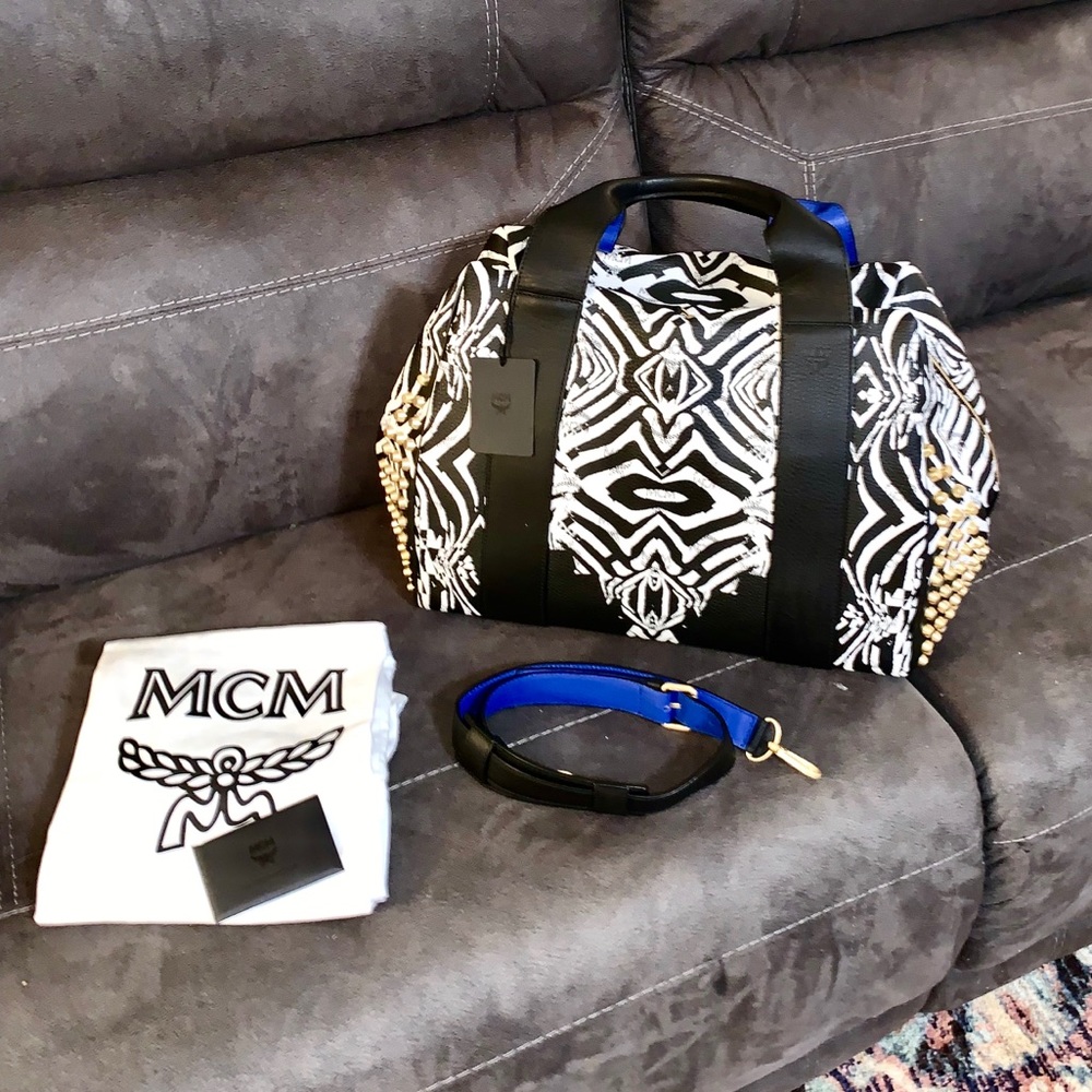 MCM Funky Zebra Boston Weekender Bag. NWT